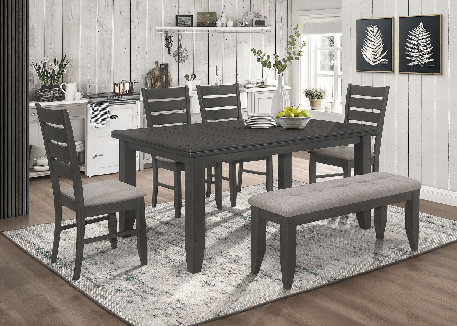 LGC102721GRY-S6 Dark Grey 6 Piece Rectangular Dining Table Set