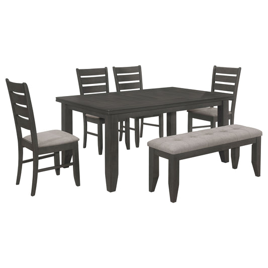 LGC102721GRY-S6 Dark Grey 6 Piece Rectangular Dining Table Set