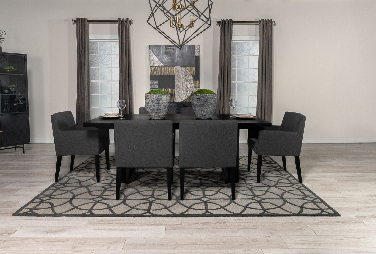 LGC106251-S7 Black 7 Piece Rectangular Dining Table Set