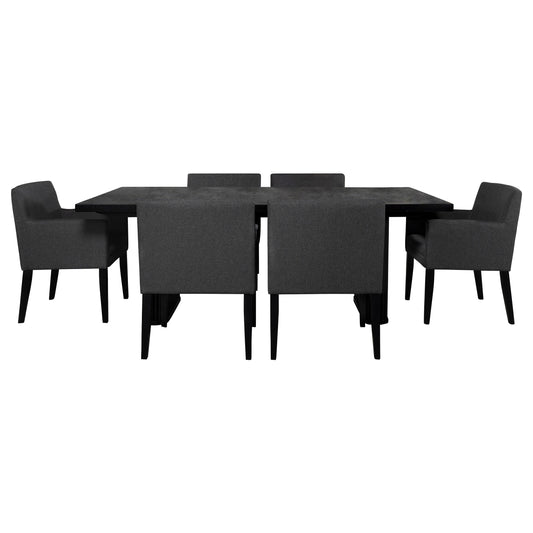 LGC106251-S7 Black 7 Piece Rectangular Dining Table Set