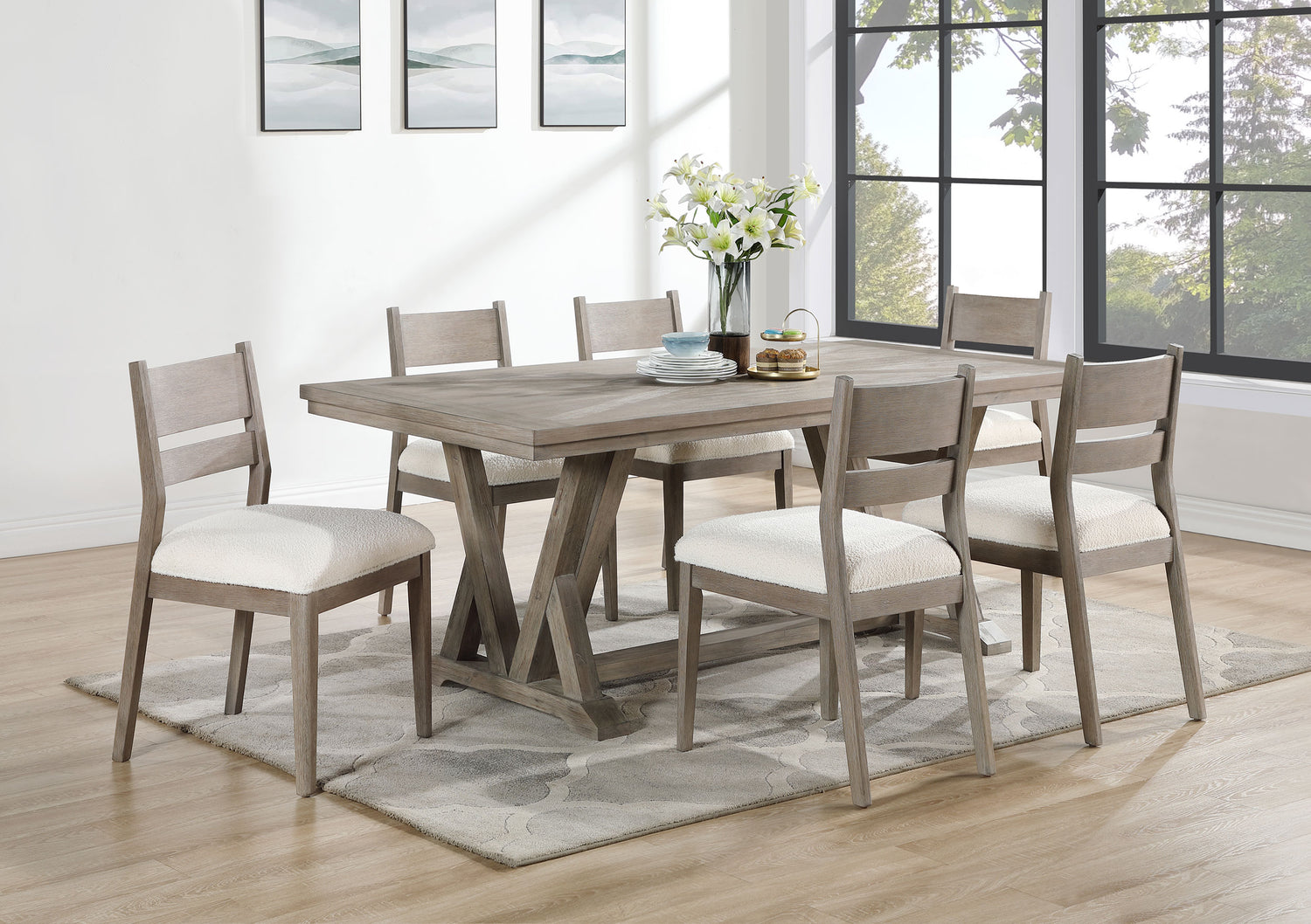 LGC107441-S7 Coastal Grey 7 Piece Rectangular Dining Table Set