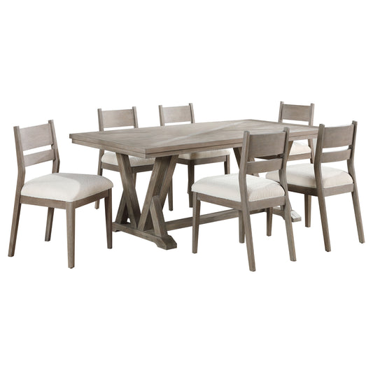 LGC107441-S7 Coastal Grey 7 Piece Rectangular Dining Table Set