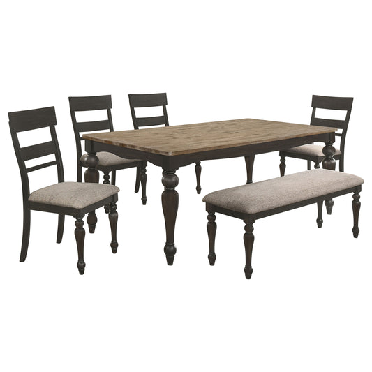 LGC108221-S6 Charcoal Sand Through 6 Piece Rectangular Dining Table Set