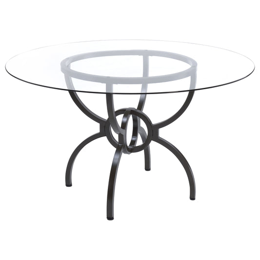 LGC108291-S5A 5 Piece Round Glass Top Dining Table Set Gunmetal