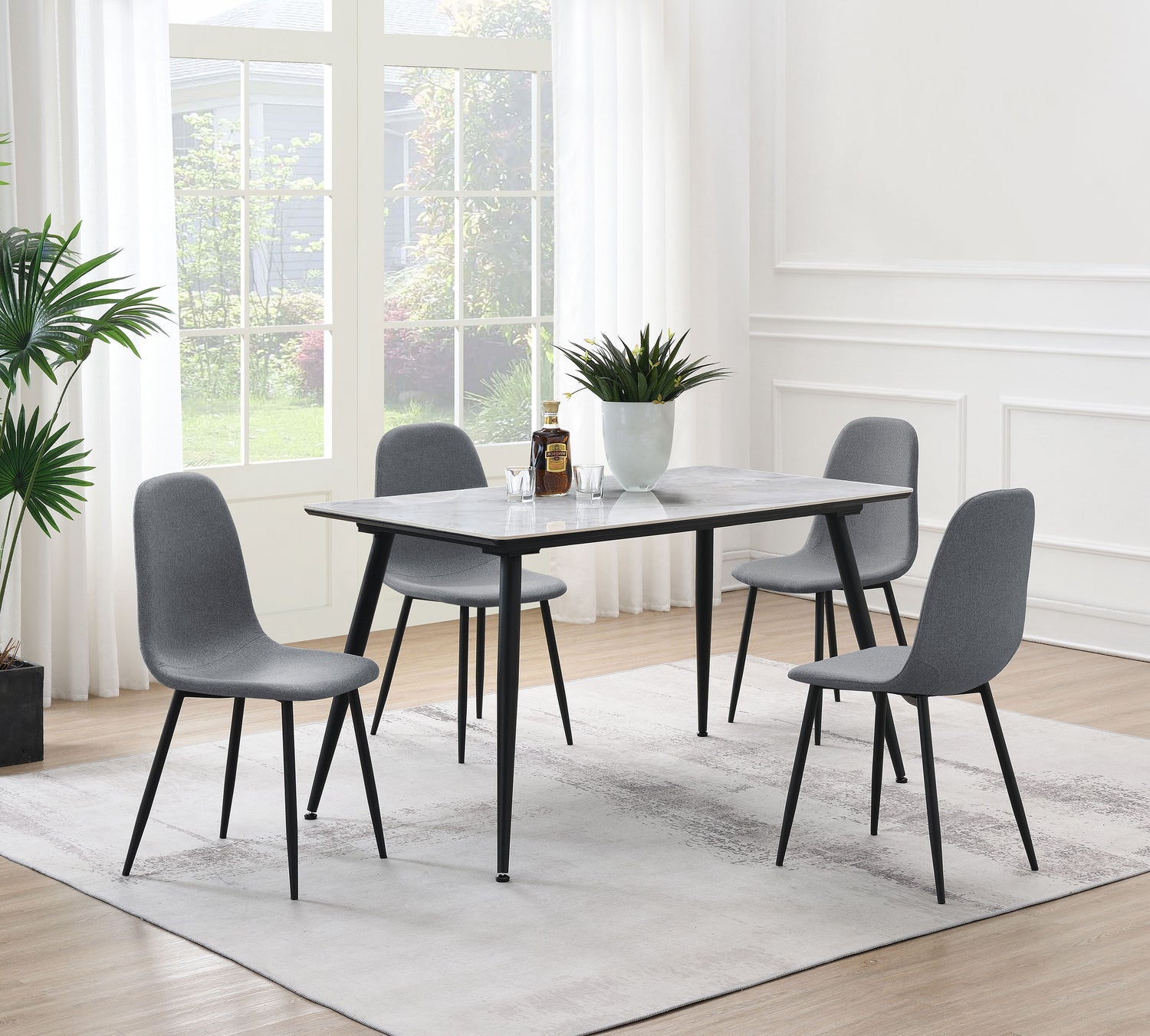 LGC108531-S5 Grey 5 Piece Rectangular Dining Table Set