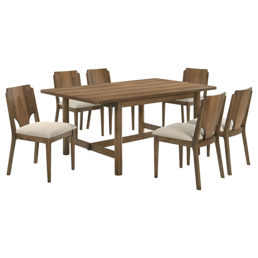 LGC108571-S7 Walnut 7 Piece Rectangular Dining Table Set