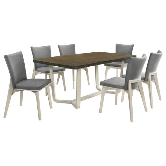 LGC108681-S7 7 Piece 71 Inch Rectangular Dining Set Greyish Brown