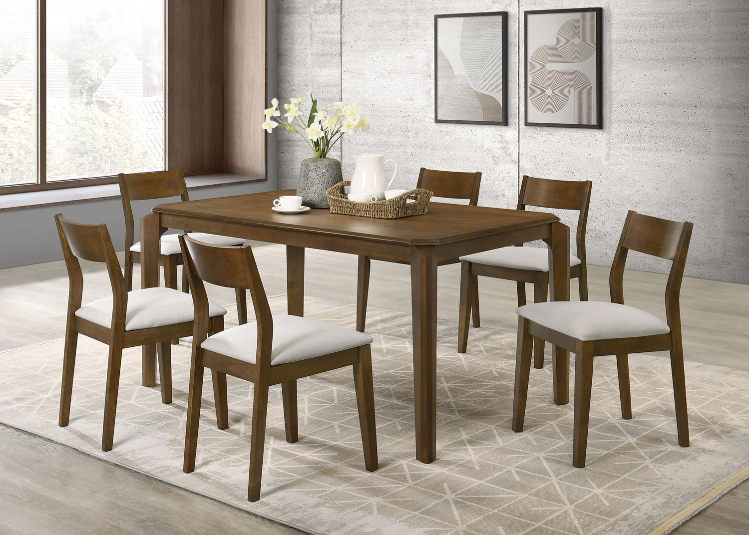 LGC108921-S7 7 Piece Rectangular Dining Set Dark Brown