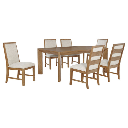 LGC109101-S7 Natural Brown 7 Piece 72 Inches Rectangular Dining Table Set