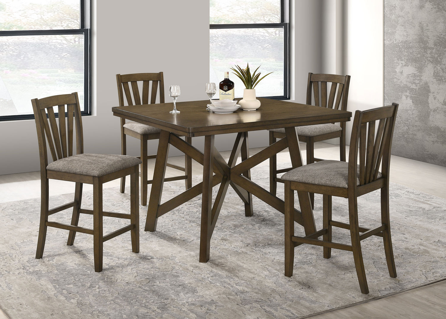 LGC109178-S5 Brown 5 Piece 47 Inch Counter Height Dining Set