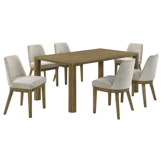 LGC109351-S7 Brown Oak 7 Piece 71" Inch Rectangular Dining Table Set