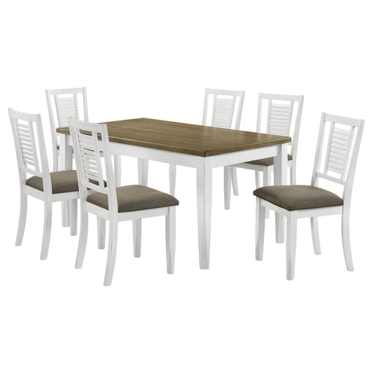 LGC110411-S7 7 Piece Rectangular Dining Set Distressed White