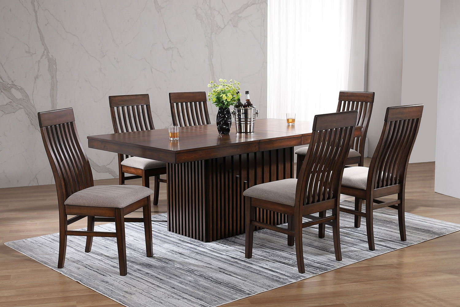 LGC182991-S7 Mango Oak 7 Piece Extension Leaf Dining Table Set