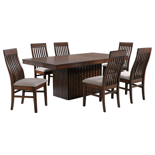 LGC182991-S7 Mango Oak 7 Piece Extension Leaf Dining Table Set