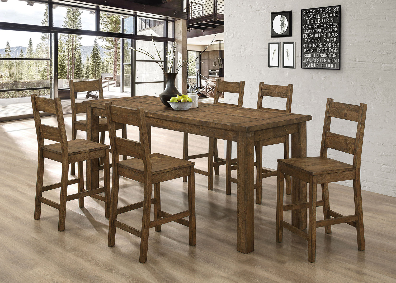 LGC192028-S7 Golden Brown 7 Piece Counter Height Dining Table Set