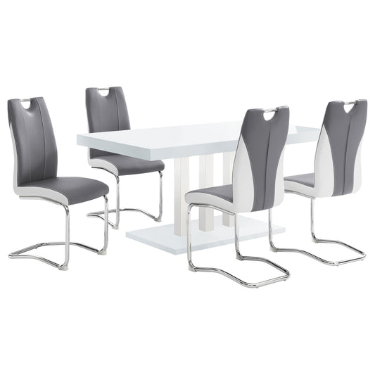 LGC193811-S5 White High Gloss 5 Piece Rectangular Dining Table Set