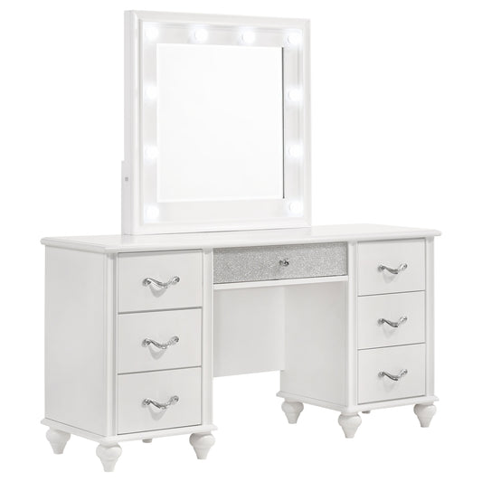 LGC205897 White 7 Drawer Vanity With Mirror LED Lights