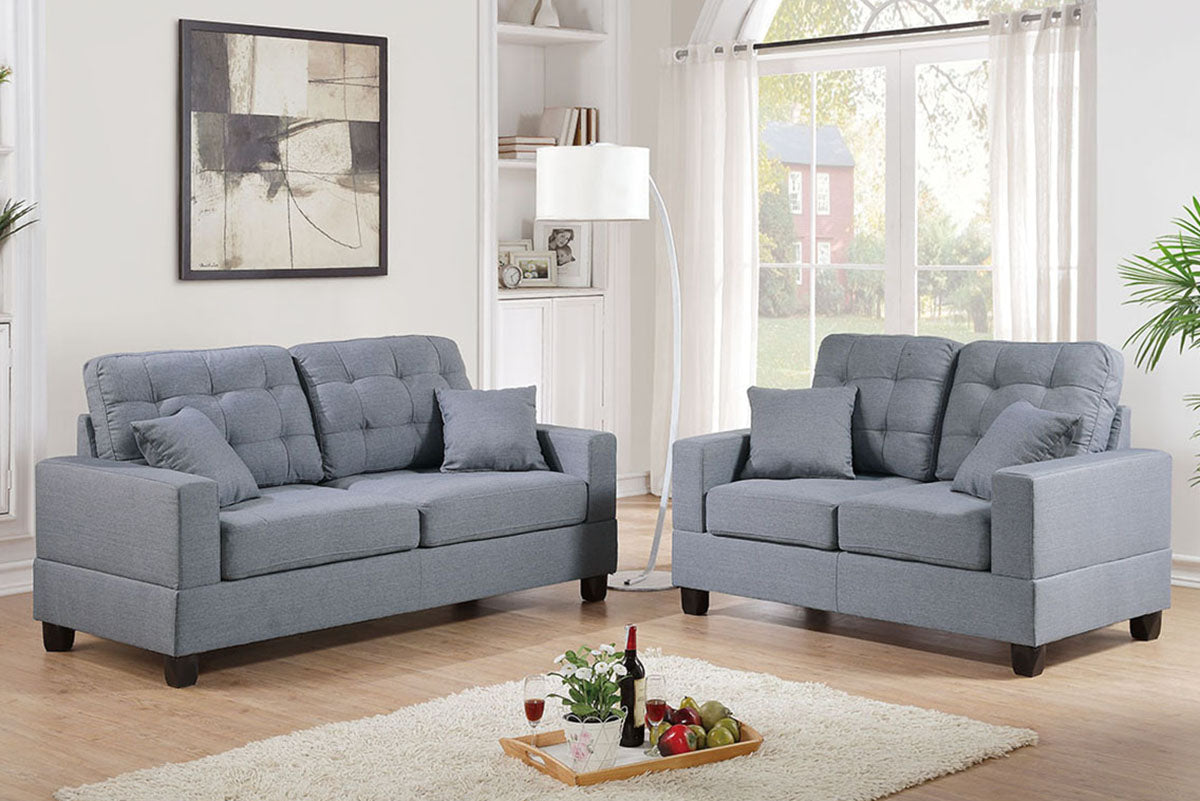 LGPF7858 Gray Linen Like Sofa Set