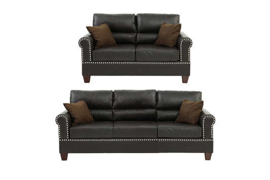 LGPF7878 Expresso Color Faux Leather Sofa Set