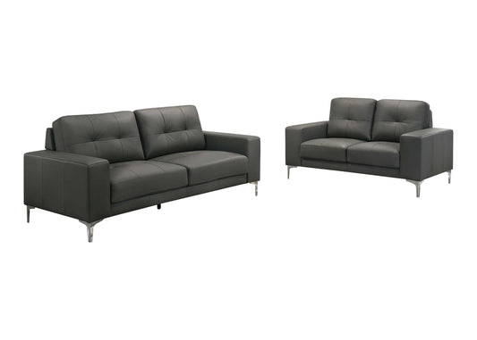 LGPF8418 Gray Leather Contemporary Sofa Set