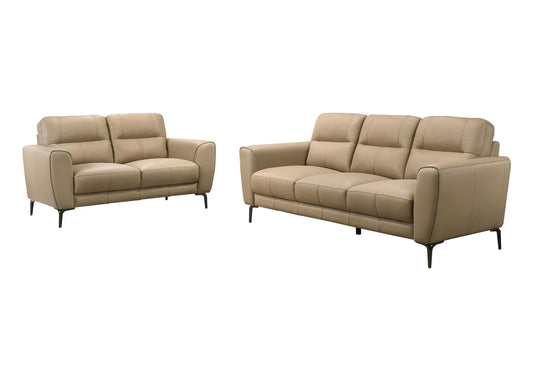 LGPF8420 Taupe Leather 2 Pieces Sofa Set