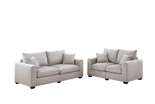 LGPF8428 Ivory Corduroy 2 Pieces Sofa Set