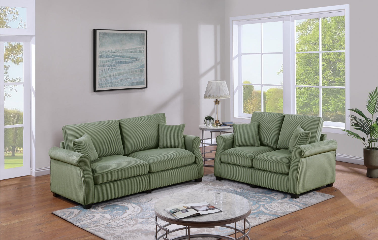 LGPF8430 Sage Corduroy 2 Pieces Sofa Set