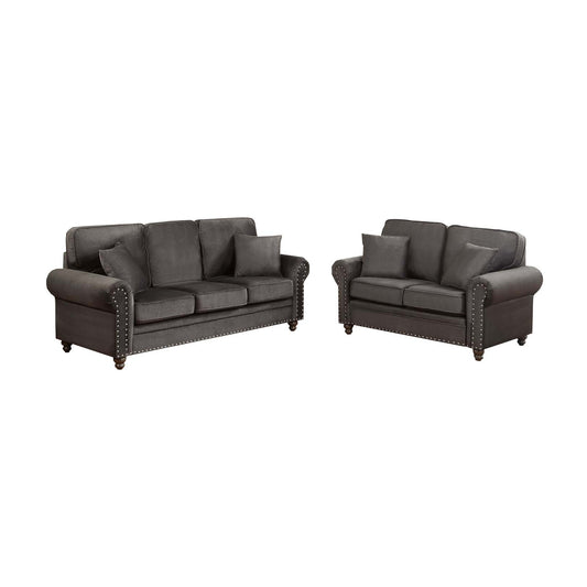 LGPF8439 Dark Coffee Bonded Velvet Sofa Set