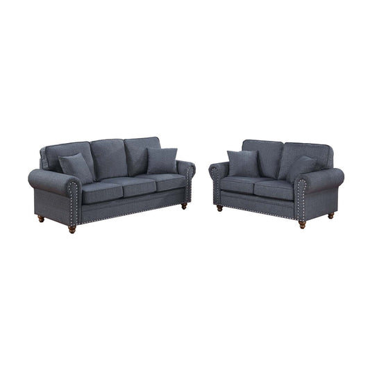 LGPF8440 Blue Gray Tweed Like Sofa Set