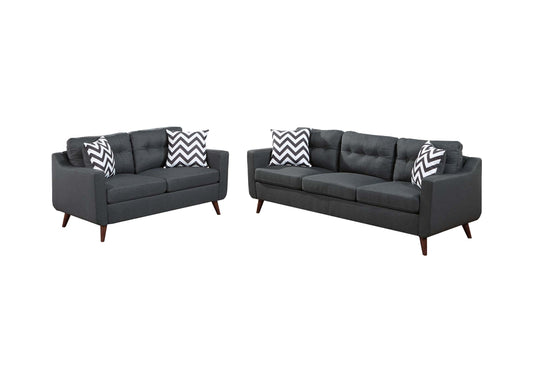 LGPF8443 Black Linen Like Fabric Sofa Set With Angled Wooden Legs