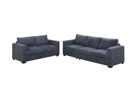 LGPF8461 Square Lines Dark Gray Corduroy Sofa Set