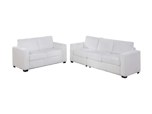 LGPF8462 Square Lines Milk Color Corduroy Sofa Set