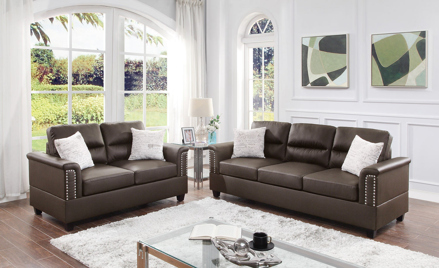 LGPF8810 Expresso Faux Leather Sofa Set