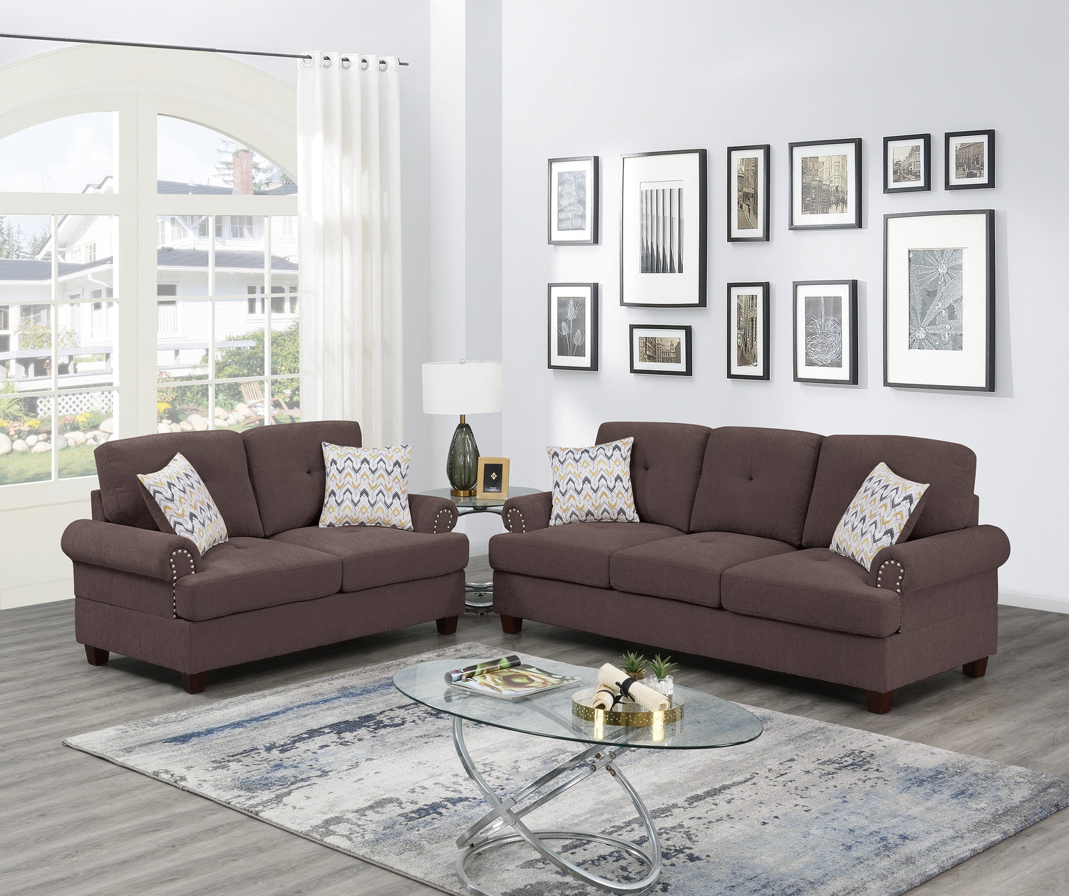 LGPF8835 Expresso Chenille Sofa Set