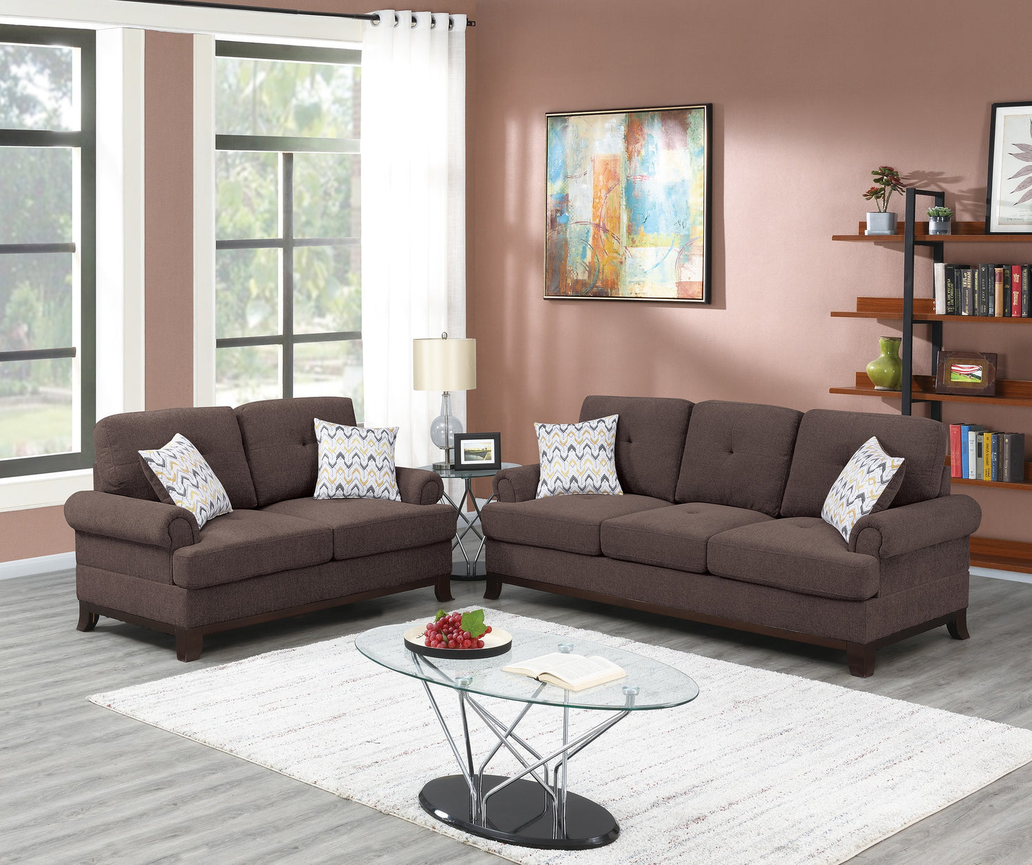 LGPF8838 Expresso Chenille Comfort Sofa Set