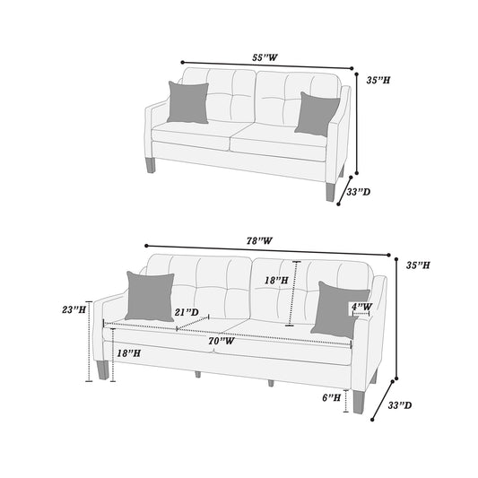 LGPF8880 Gray Gel Leatherette Sofa Set