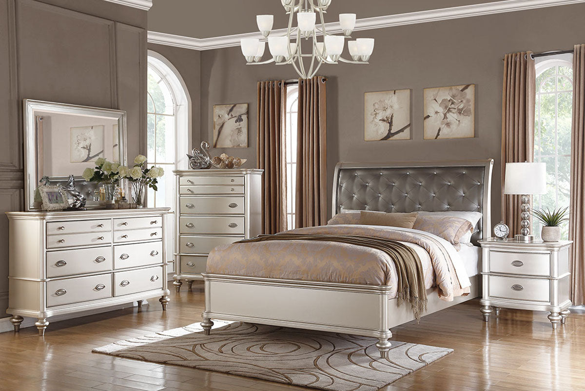 LGPF9317CK Silver Style Bed with Rhinestones