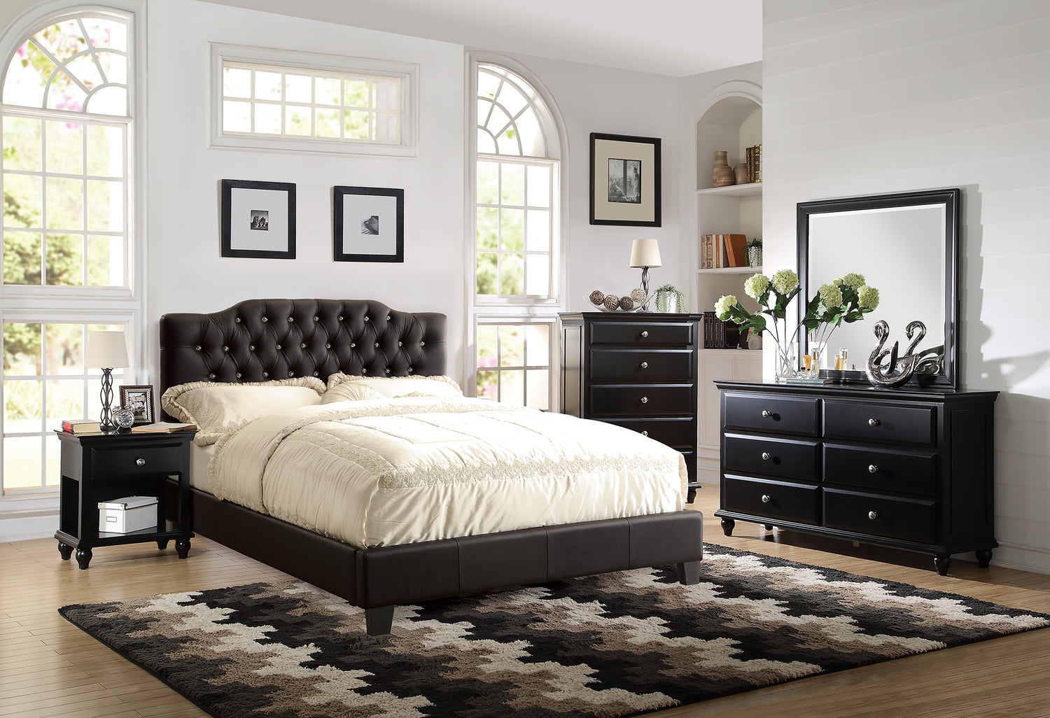 LGPF9331CK Buttoned Headboard Bed in Three Colors and Three Sizes