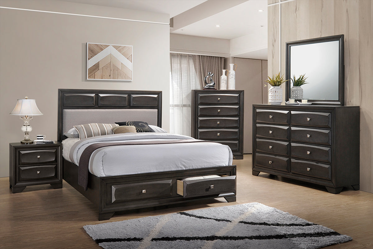 LGF9397EK Brown Rustic Bed with Two Front Drawers