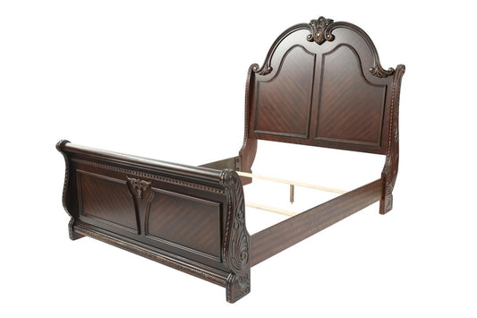 LGF9463CK Detailed Wood Brown Bed With Long Headboard