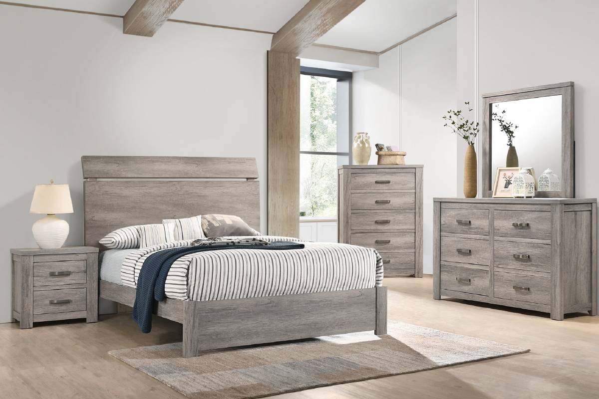 LGF9543CK Gray Elongated Wood Headboard Bed