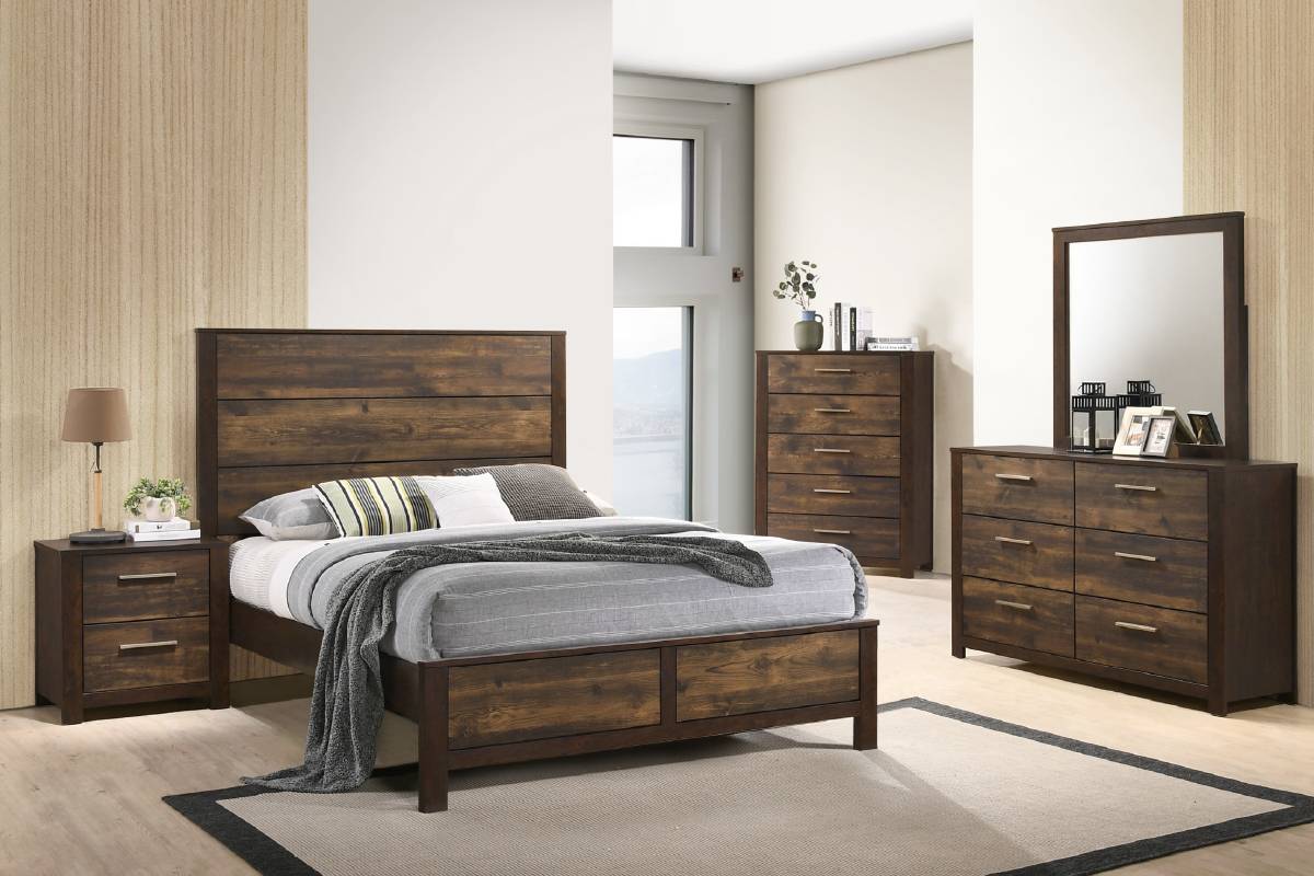 LGF9544CK Rustic Farmhouse Brown Wood Bed