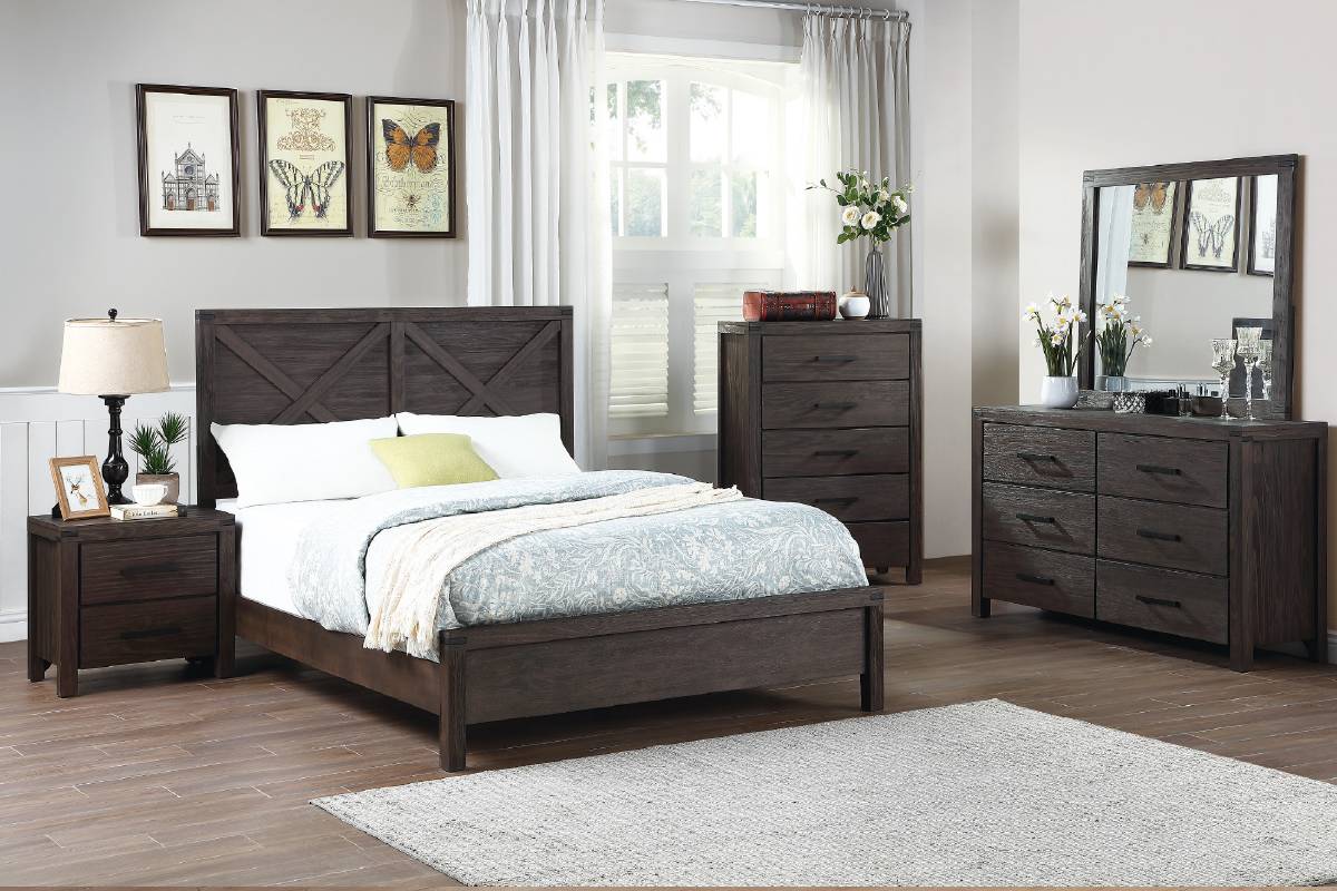 LGF9547EK Farmhouse Double X Panel Pine Headboard Bed