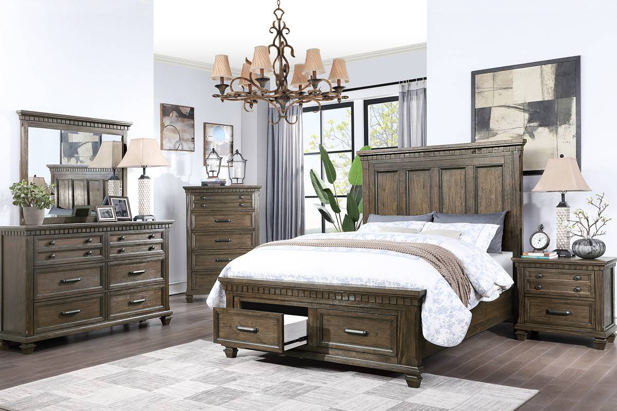 LGF9562CK Rustic Carved Brown Bed - Available in 3 Sizes