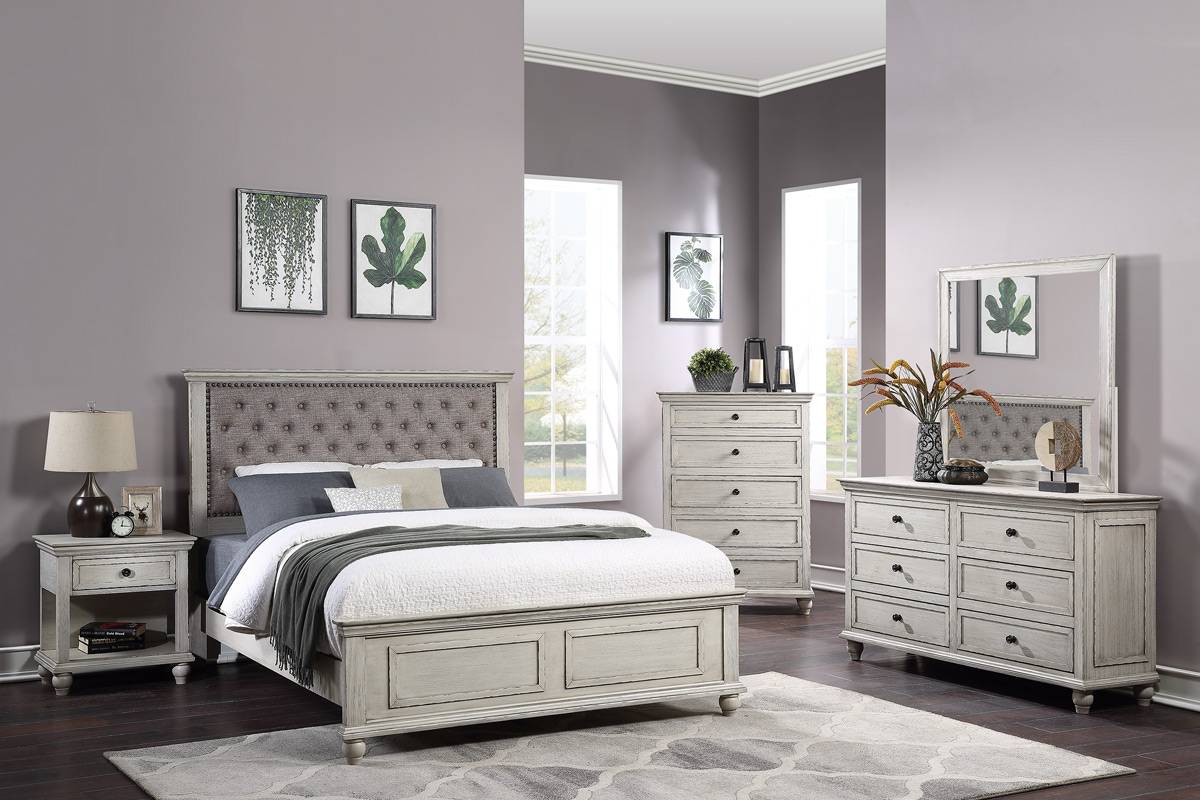 LGF9565CK Elegant Button Tufted Gray Bed