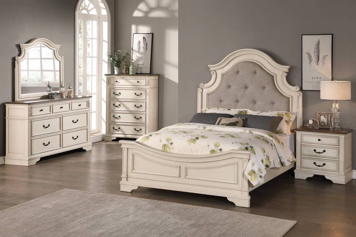 LGF9579CK Cream Renaissance Button Tufted Style Bed