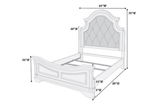 LGF9579CK Cream Renaissance Button Tufted Style Bed