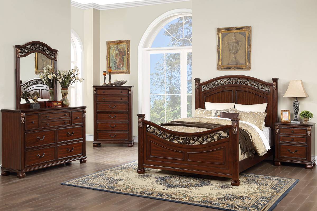 LGF9584CK Colonial Style Brown Wood Bed