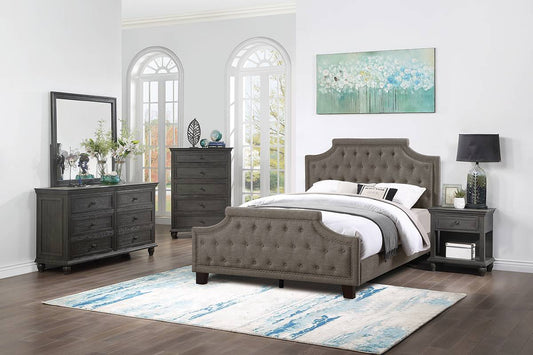 LGF9593CK Button Tufted Upholstered Polyfiber Bed in 2 Colors