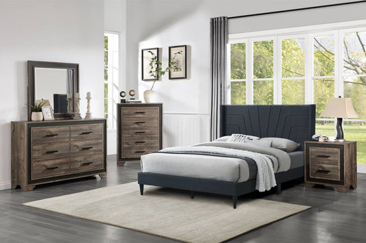 LGF9625CK Geometric Minimalist Lines Headboard Bed - Available in 2 Colors